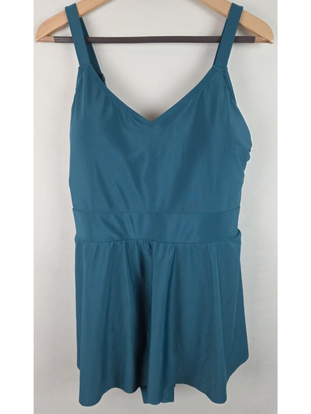 Cupshe Women's One Piece Swimsuit Plus Size 1X Teal Swim Dress Swim Skirt
